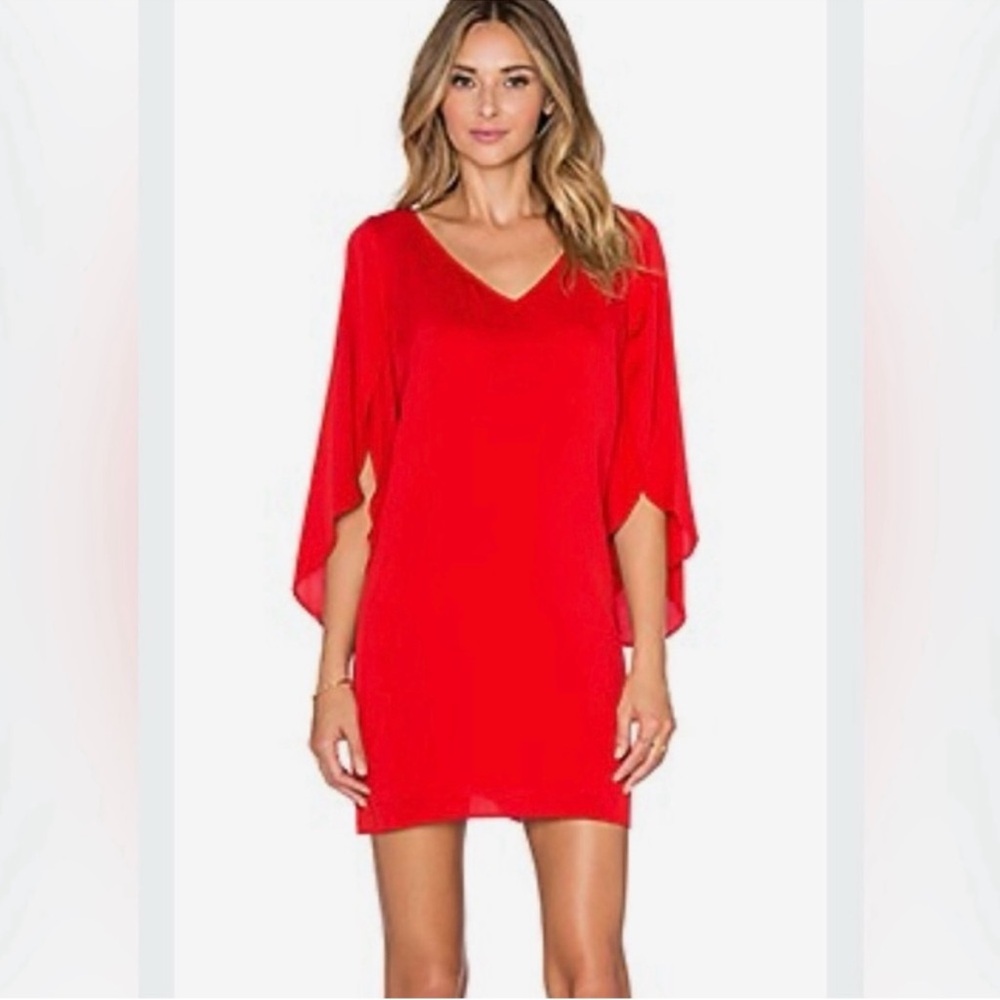 Milly Silk Slim Beetle Dress Tomato Red Size L